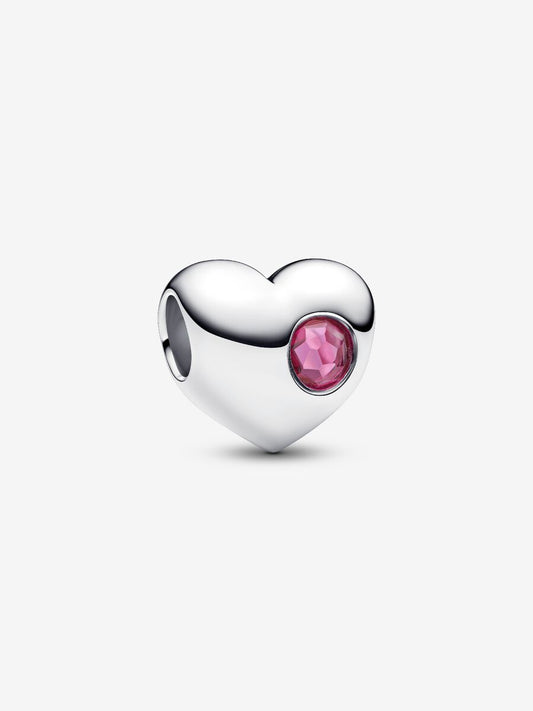 Charm Pandora Cuore con Pietra Rosa Scuro Ottobre da incidere 794161C10