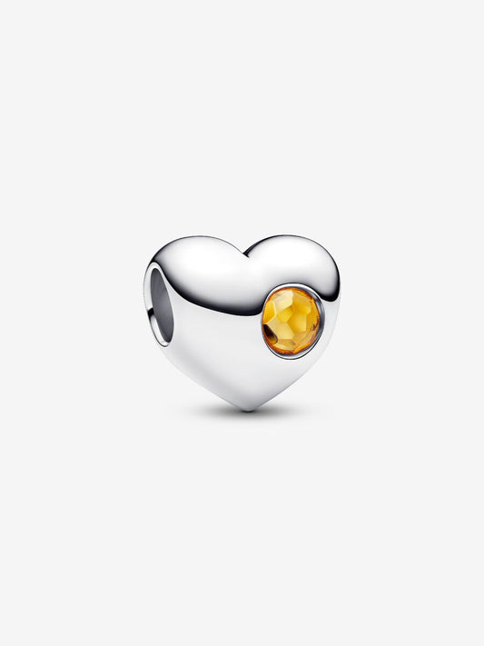 Charm Pandora Cuore con Pietra Miele Novembre da incidere 794161C11