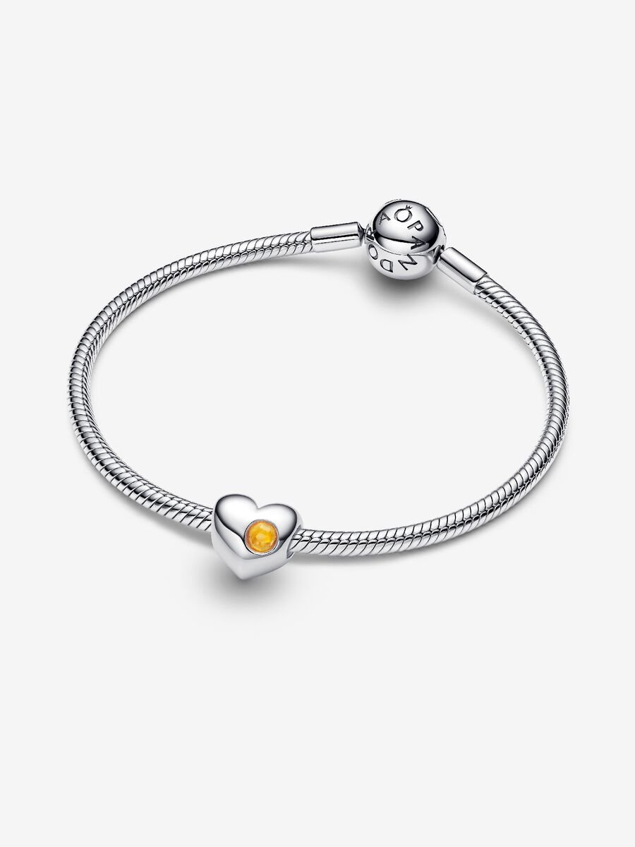 Charm Pandora Cuore con Pietra Miele Novembre da incidere 794161C11