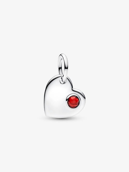 Charm Pandora Cuore con Pietra Rossa Scuro Gennaio Argento Sterling 925 794295C11