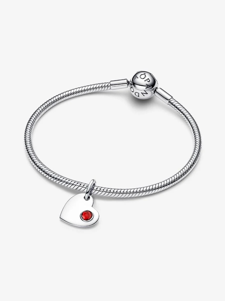 Charm Pandora Cuore con Pietra Rossa Scuro Gennaio Argento Sterling 925 794295C11