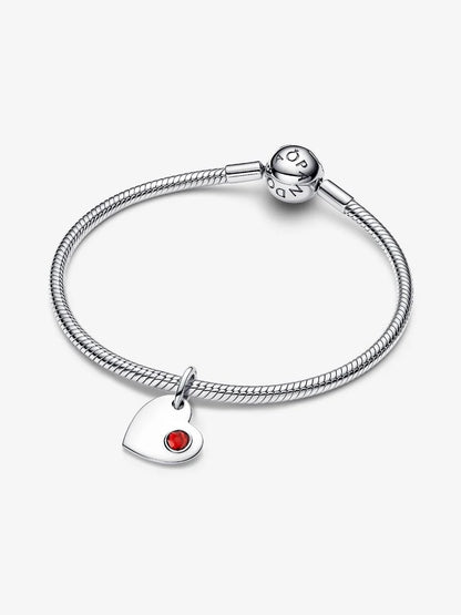 Charm Pandora Cuore con Pietra Rossa Scuro Gennaio Argento Sterling 925 794295C11
