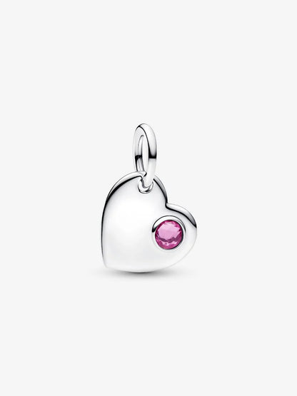 Charm Pandora Cuore con Pietra Rosa Scuro Ottobre Argento Sterling 925 794295C10