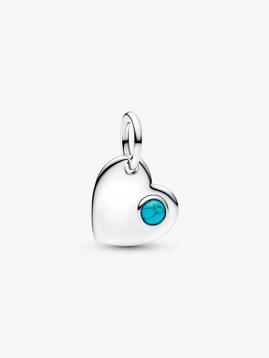 Charm Pandora Pendente Cuore con Pietra Turchese Dicembre Argento Sterling 925 794295C12