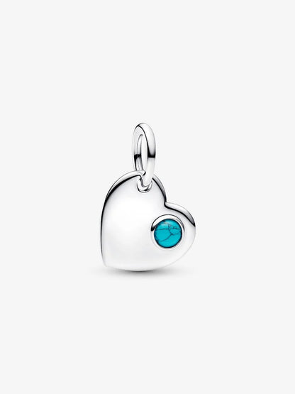 Charm Pandora Pendente Cuore con Pietra Turchese Dicembre Argento Sterling 925 794295C12