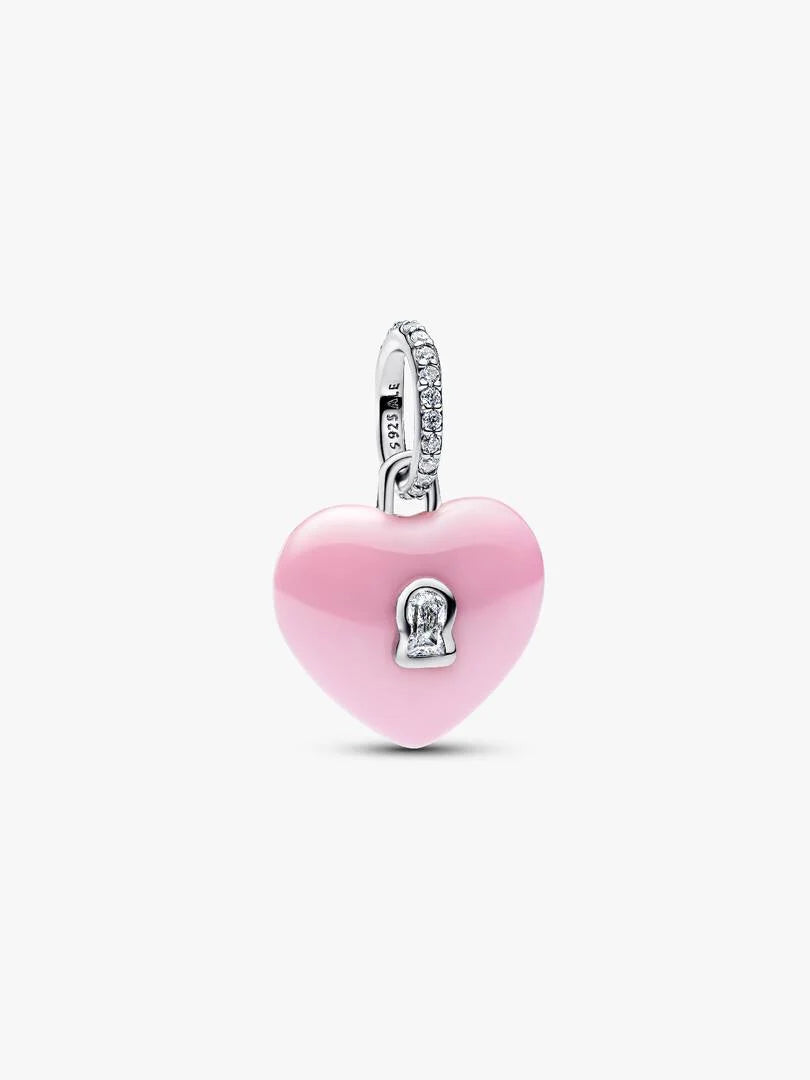 Charm Pandora Lucchetto Cuore Rosa "Yours" in ceramica 794424C01