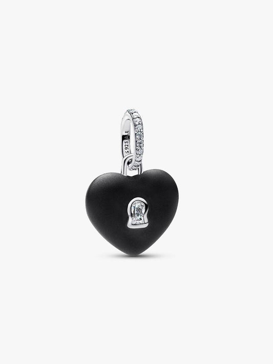 Charm Pandora Pendente Lucchetto Cuore Nero "Yours" in ceramica 794424C02