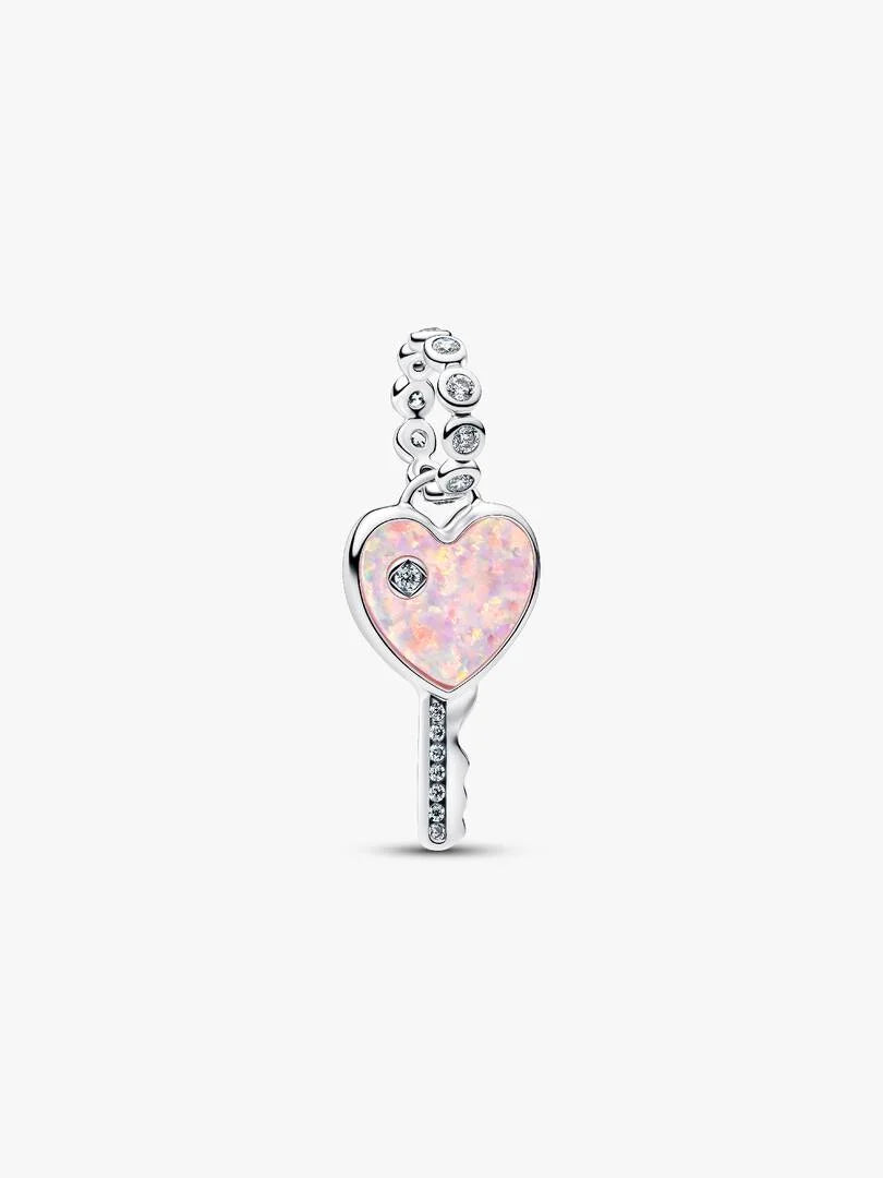Charm Pandora Pendente Chiave a Cuore Opale Rosa 794427C01