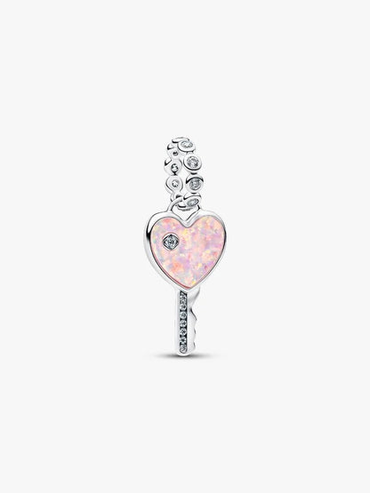 Charm Pandora Pendente Chiave a Cuore Opale Rosa 794427C01