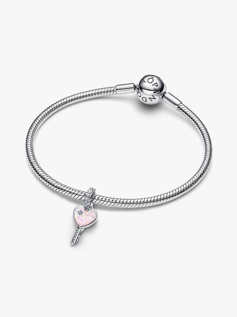 Charm Pandora Pendente Chiave a Cuore Opale Rosa 794427C01
