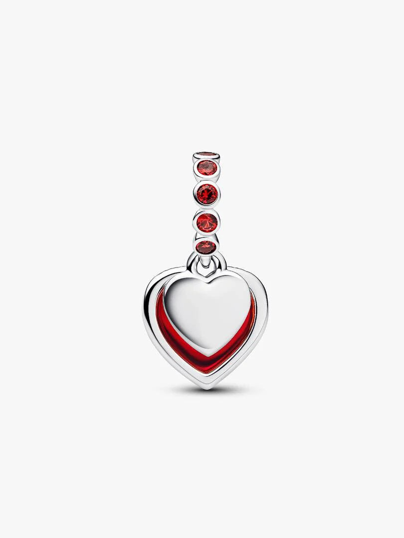 Charm Pandora Pendente Doppio Cuore Vetro di Murano Rosso 794429C01