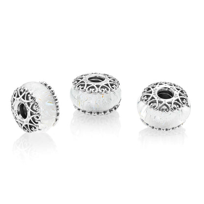 Pandora Charm Murano Glass White Iridescent 797617