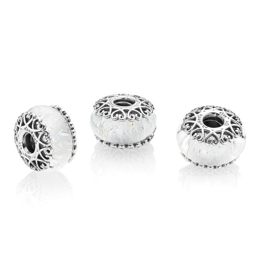 Pandora Charm Murano Glass White Iridescent 797617