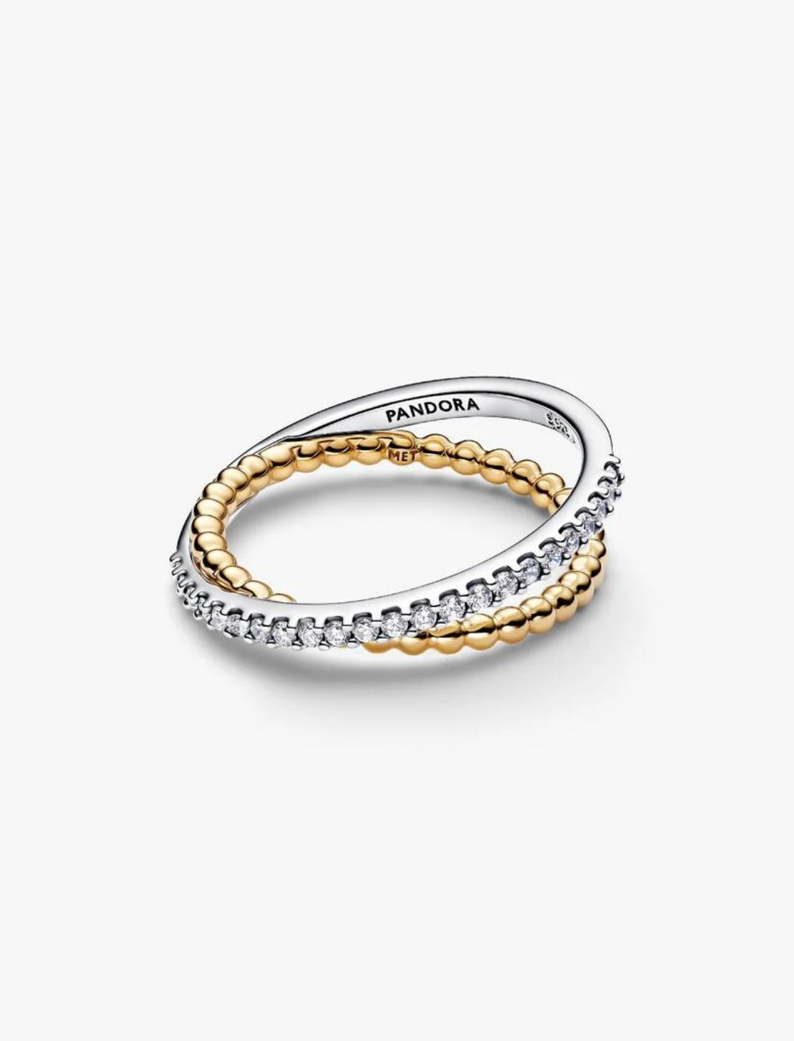 Anello Pandora Fascia Intrecciata Sfere e Pavé - 164827C01