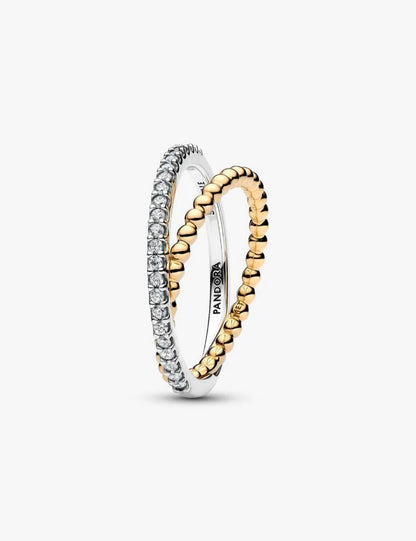 Anello Pandora Fascia Intrecciata Sfere e Pavé - 164827C01