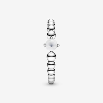 Pandora Milky White Ring Decorated with Spheres 198598C04