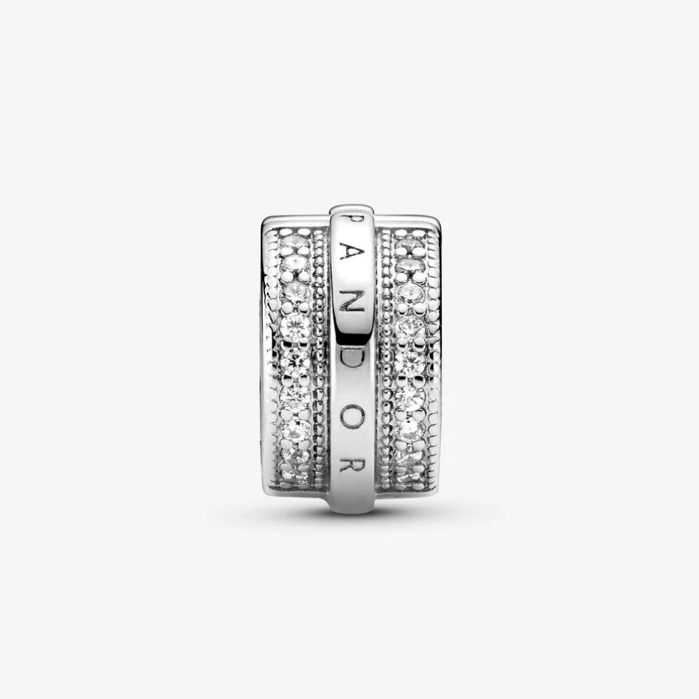 Pandora Clip with Logo and Sparkling Pavé 799042C01