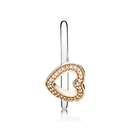 Pandora Golden Heart Ring 190925CZ