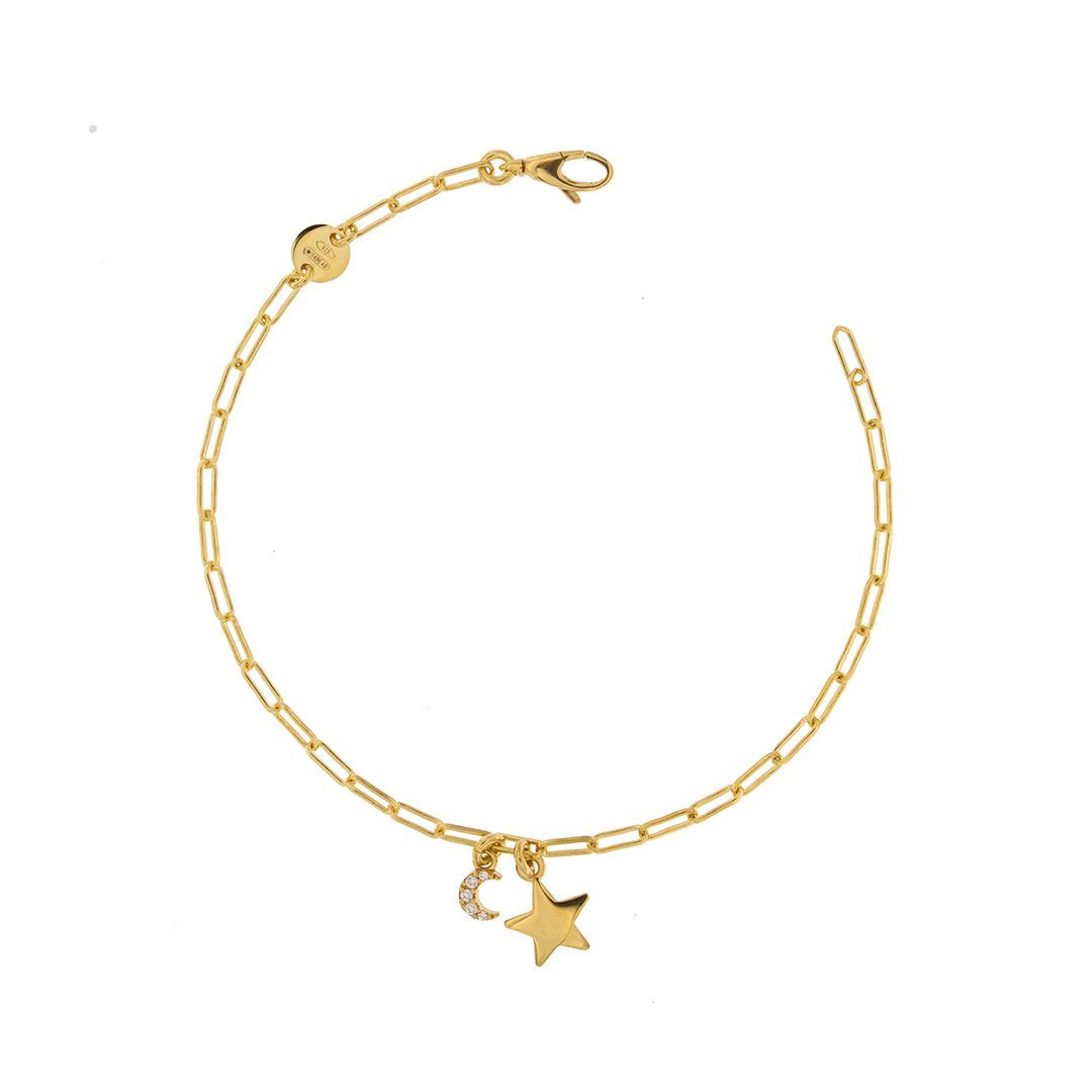 Bracciale Catenella Rue des Mille 2 Soggetti Lastra e Zirconi BRZ-201