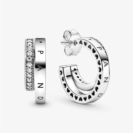 Orecchini Pandora a Cerchio con Pavé Doppio 299056C01
