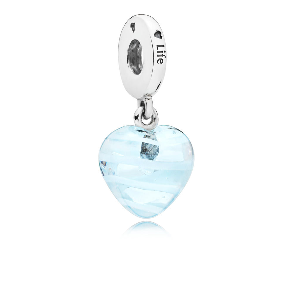Pandora Blue Ribbon Heart Pendant Charm 797142