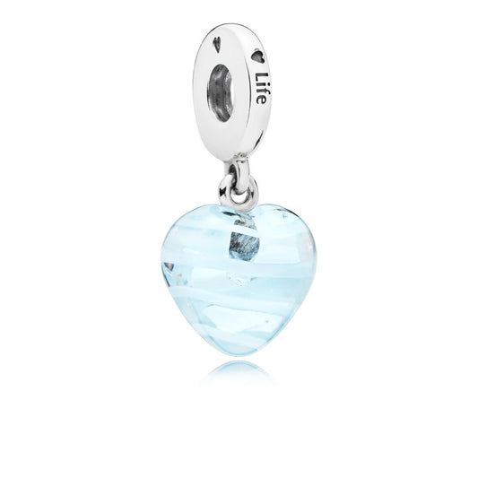 Pandora Blue Ribbon Heart Pendant Charm 797142