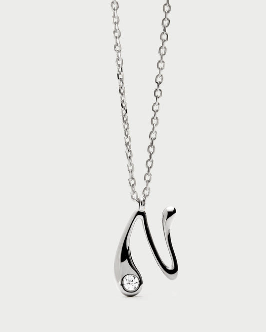 Collana PDPAOLA con ciondolo in argento con l’iniziale N CO02-B87-U