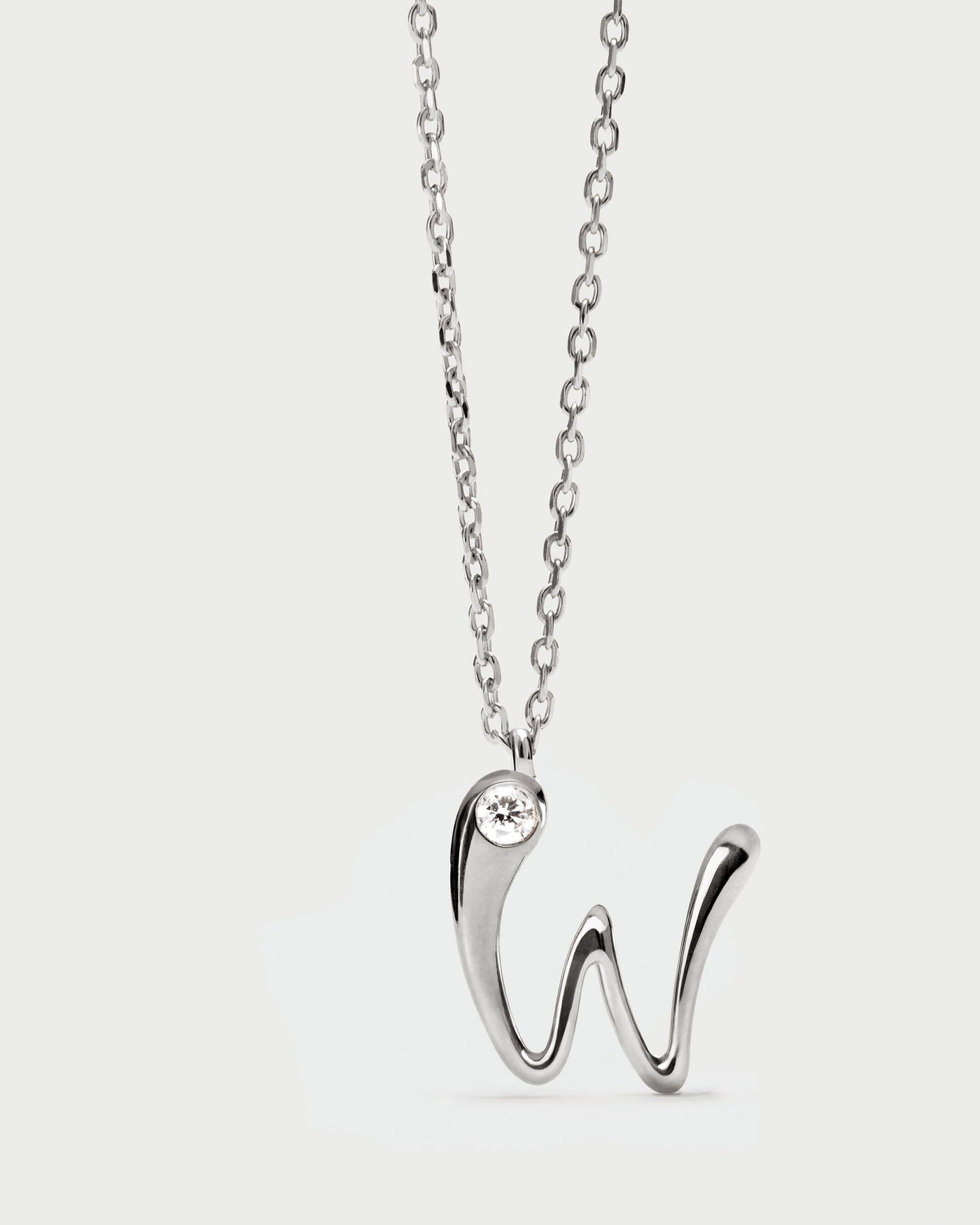 Collana PD PAOLA W initial silver pendant necklace CO02-B96-U
