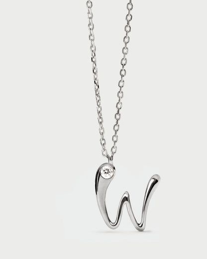 Collana PD PAOLA W initial silver pendant necklace CO02-B96-U