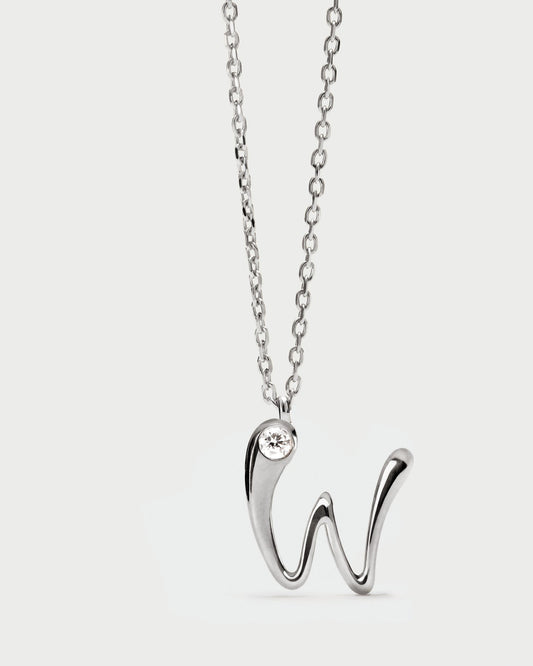 Collana PD PAOLA W initial silver pendant necklace CO02-B96-U