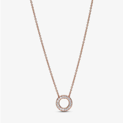 Collier Pandora con Cerchio, Pavé e Logo Pandora 387436C01-45