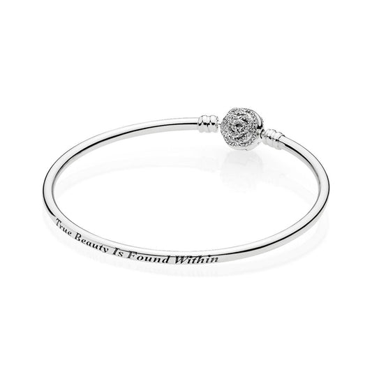 Pandora Disney, Beauty and the Beast Silver Bangle Bracelet 590748CZ
