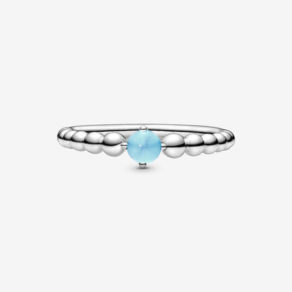 Pandora Sky Blue Ring Decorated with Spheres 198598C07