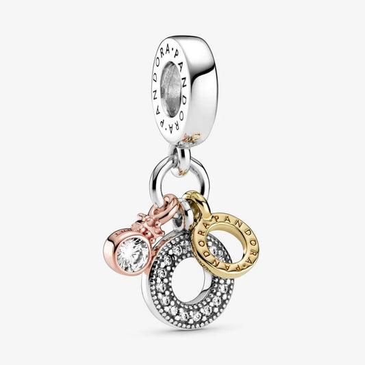 Pandora Triple Monogram Logo Pendant Charm 799044C01