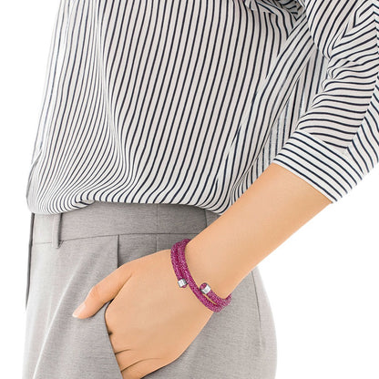 Bracciale Doppio Swarovski Crystaldust Fucsia