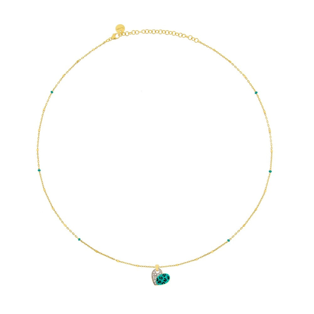 Girocollo Rue Des Mille Jungle Tribe con Cuore Smalto Maculato GRJ-01 A