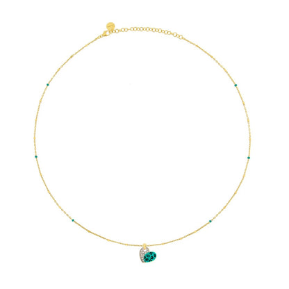 Girocollo Rue Des Mille Jungle Tribe con Cuore Smalto Maculato GRJ-01 A