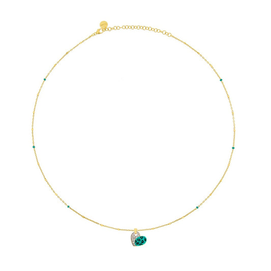 Girocollo Rue Des Mille Jungle Tribe con Cuore Smalto Maculato GRJ-01 A