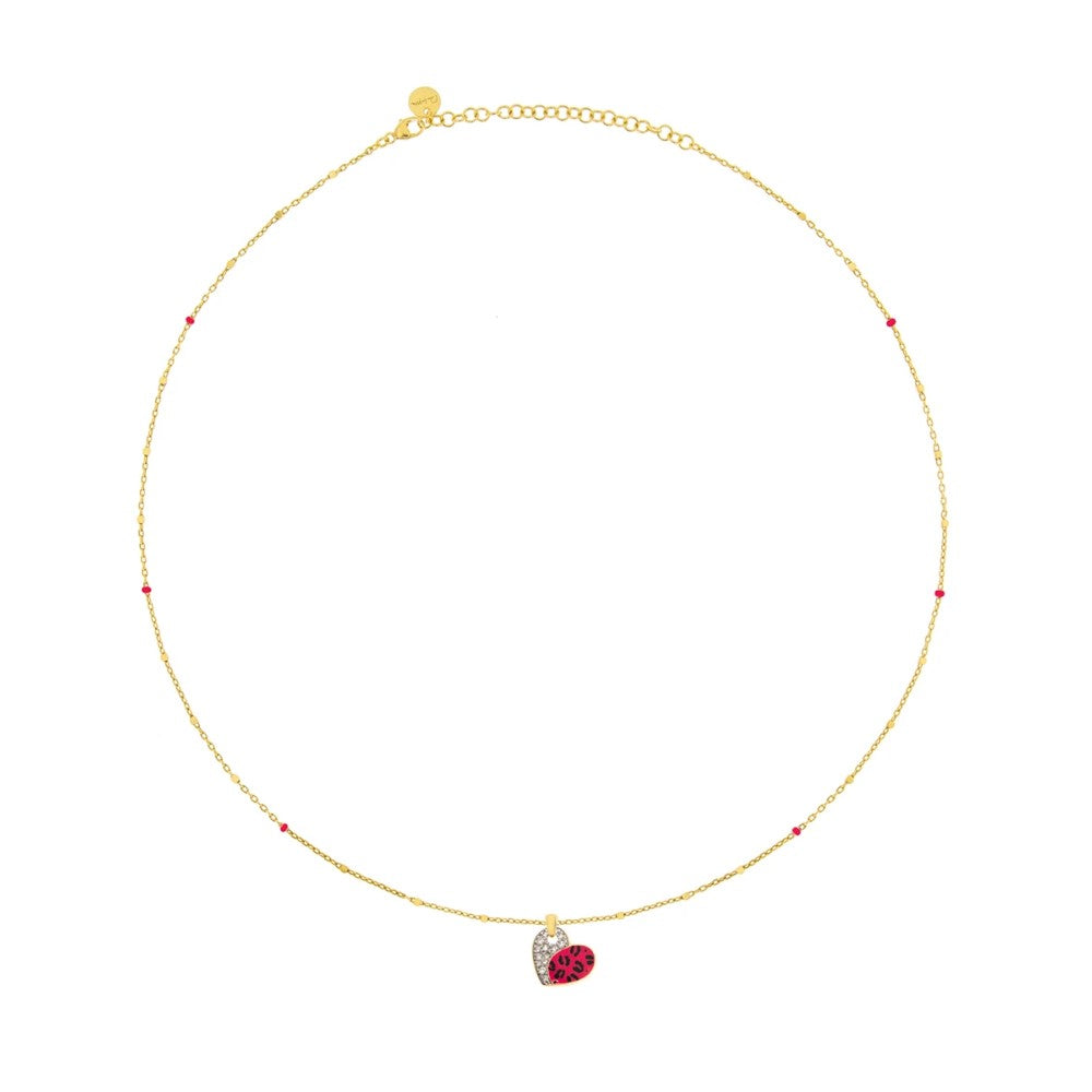 Girocollo Rue Des Mille Jungle Tribe con Cuore Smalto Maculato GRJ-01 A