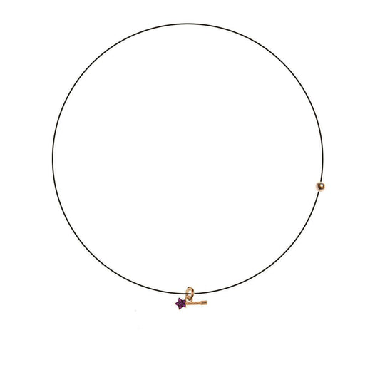 Collana Girocollo Lenza Rue des Mille Ciondolo Bacchetta Magica e Zirconi GRZ-LENZA_COL_BAC