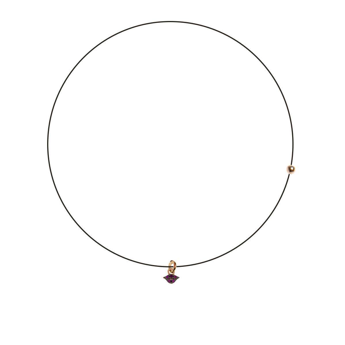 Collana Girocollo Lenza Rue des Mille Ciondolo Bocca e Zirconi GRZ-LENZA-BOCCA