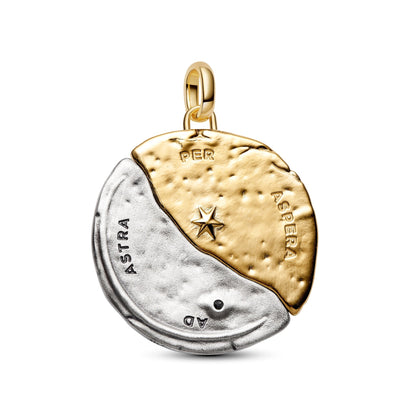 Charm Pandora Medallion XL Sole e Luna "Per Aspera Ad Astra" - 764806C01