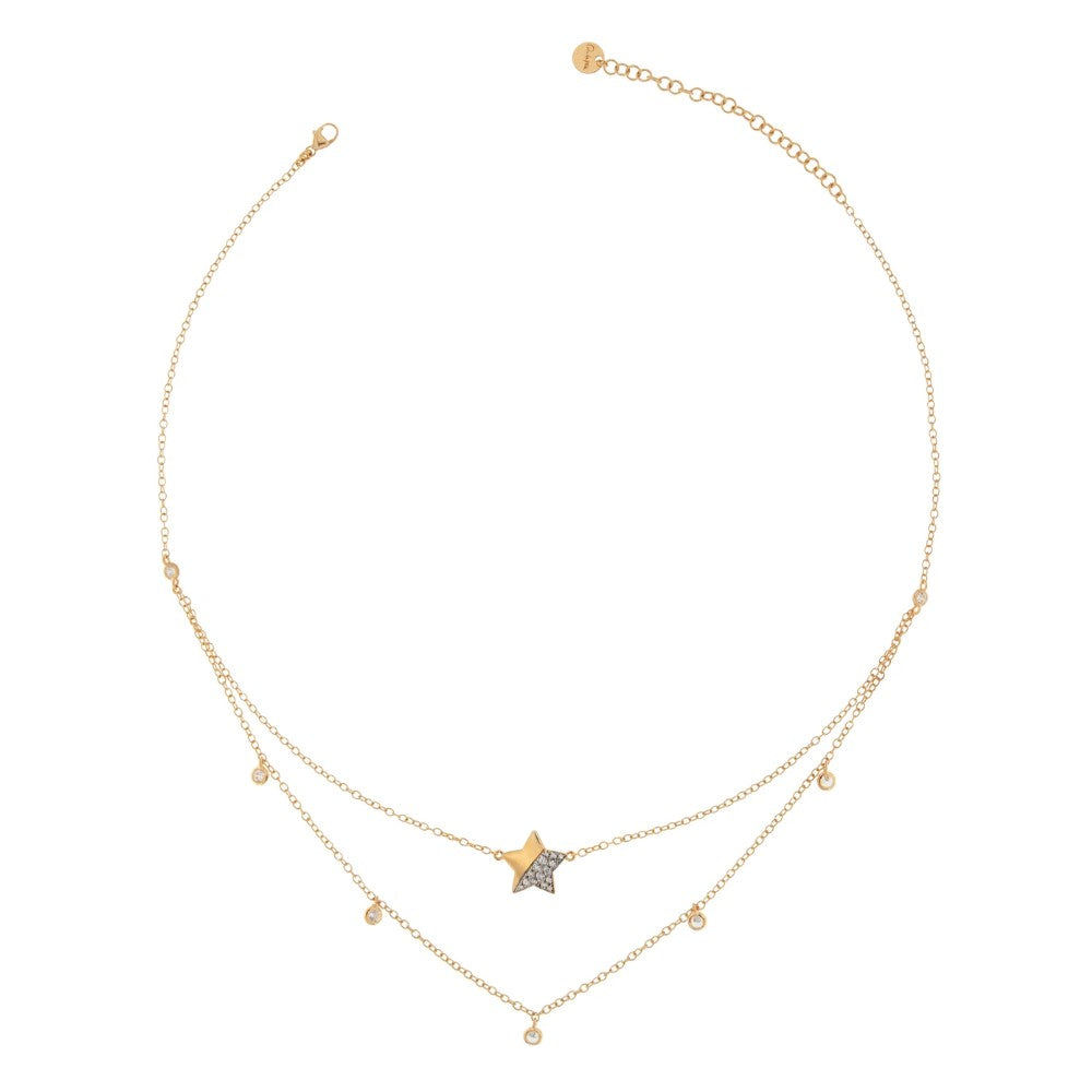 Rue Des Mille Double Strand Star Zirconia Choker GRZ-007-DOP-STE