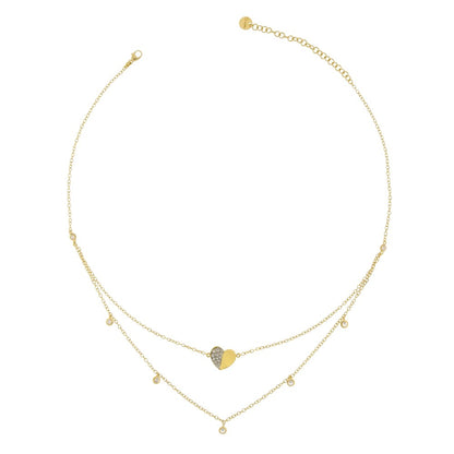 Girocollo Rue Des Mille Doppio Filo Cuore Zirconi GRZ-007 DOP CUO