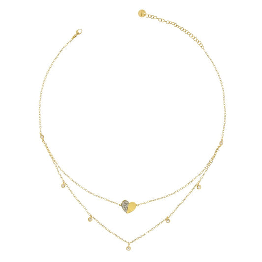 Girocollo Rue Des Mille Doppio Filo Cuore Zirconi GRZ-007 DOP CUO