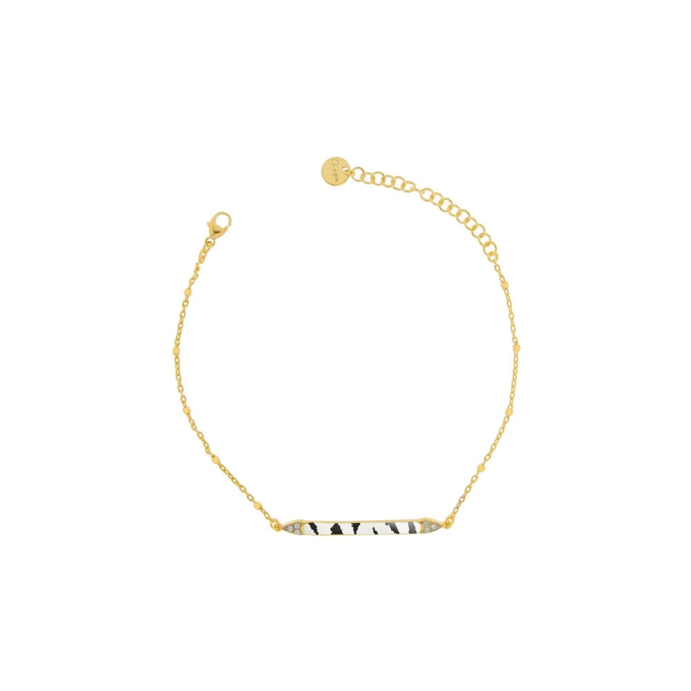 Rue Des Mille Bracelet Central Bar – Zebra Enamel BRJ-01-Z