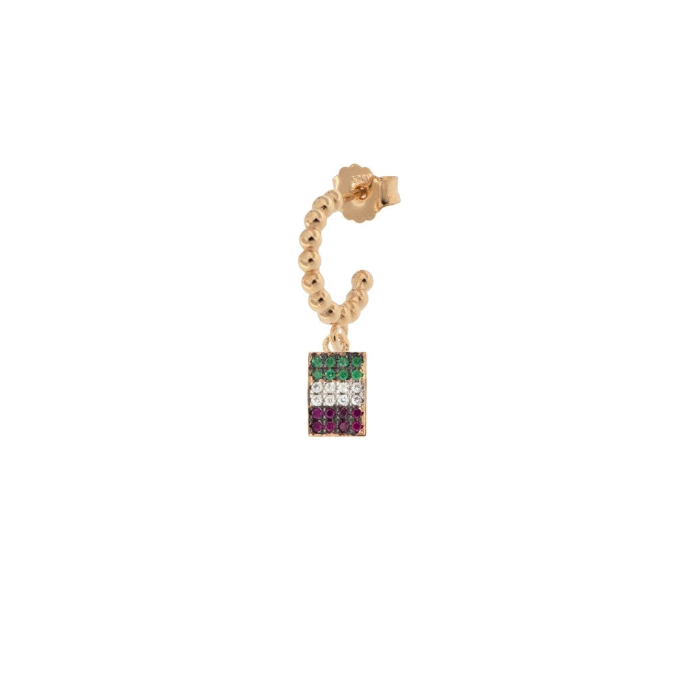 Rue Des Mille Single Earring with Colored Zirconia - #Italiaseibella ORZ-007 ITA