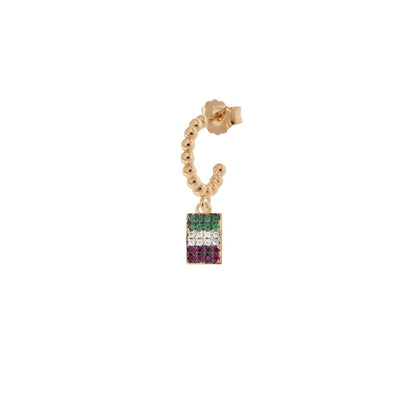 Rue Des Mille Single Earring with Colored Zirconia - #Italiaseibella ORZ-007 ITA