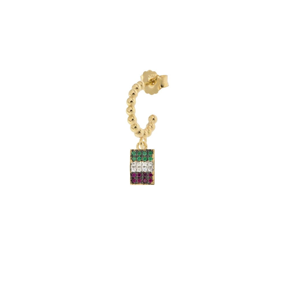 Rue Des Mille Single Earring with Colored Zirconia - #Italiaseibella ORZ-007 ITA