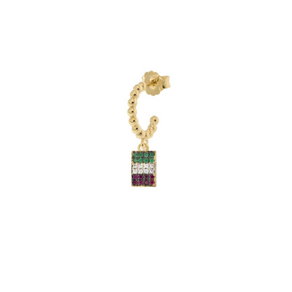 Rue Des Mille Single Earring with Colored Zirconia - #Italiaseibella ORZ-007 ITA